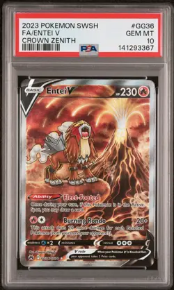 2023 Pokemon Sword & Shield Crown Zenith Full Art Entei V #GG36/GG70 PSA 10 - Image 1