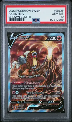 2023 POKEMON SWORD & SHIELD CROWN ZENITH #GG36 FULL ART/ENTEI V PSA 10 - Image 1