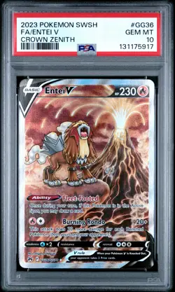 2023 POKEMON SWORD & SHIELD CROWN ZENITH #GG36 FULL ART/ENTEI V PSA 10 - Image 1