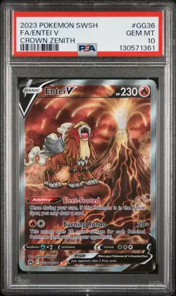 2023 POKEMON SWORD & SHIELD CROWN ZENITH #GG36 FULL ART/ENTEI V PSA 10 - Image 1