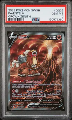 2023 POKEMON SWORD & SHIELD CROWN ZENITH #GG36 FULL ART/ENTEI V PSA 10 - Image 1
