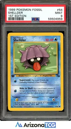 Pokemon 1999 Shellder 54/62 1st Edition Fossil PSA 9 - Image 1