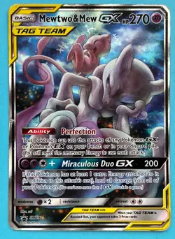 #3 Mewtwo & Mew GX SM191 Black Star Promo 2019 Alt Art Holo Pokemon Card TCG - Image 1