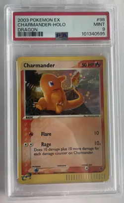 🔥 PSA 9 EX Dragon Charmander 98/97 Secret Rare Holo 📈 2003 Pokemon New Cert - Image 1