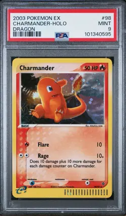 🔥 PSA 9 EX Dragon Charmander 98/97 Secret Rare Holo 📈 2003 Pokemon New Cert - Image 3