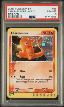 PSA 8 Charmander Holo 98/97 EX Dragon Pokemon - Image 1