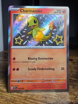 Charmander 109/091 Shiny Rare Paldean Fates Pokemon TCG NM - Image 1