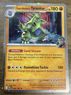 Pokemon Destined Rivals #96/182 Team Rocket's Tyranitar COSMOS HOLO Card - Image 1