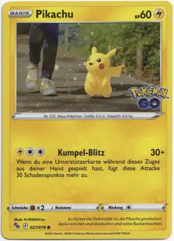 Pokemon Pikachu Bubble Foil Holo Promo Pokemon GO 027/078 NM German - Image 1