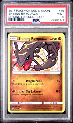 2017 POKEMON SUN & MOON SHINING LEGENDS 56 SHINING RAYQUAZA HOLO MINT PSA 9 - Image 1