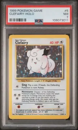 1999 Pokemon TCG - Clefairy 5/102 Rare #5 Holo Vintage PSA 7 - Image 1