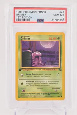 1999 Pokemon Fossil #48 Grimer 1st Edition PSA 10 - Image 1