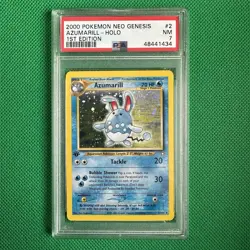2000 Pokemon Neo Genesis Azumarill Holo #2/111 - PSA 7 - 1st Edition - Image 1