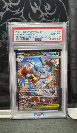 2025 Pokemon Mega Evolution Mega Lucario EX Special Illustration Rare PSA 10 - Image 1