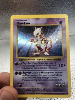 Pokemon Mewtwo 10/102 Holo Rare Base Set Shadowless LP (Good Condition!) - Image 3