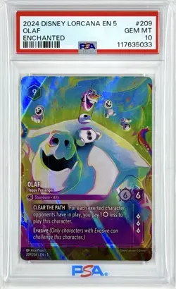 2024 Disney Lorcana Olaf Happy Passenger #209 Shimmering Skies Enchanted PSA 10 - Image 1