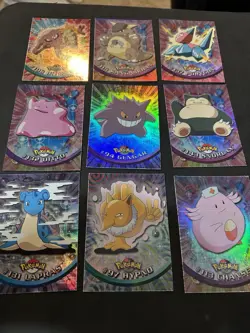 Topps Pokemon 1998 Rainbow Foil Lot of 9 cards. Gengar Snorlax Ditto and more - Image 1