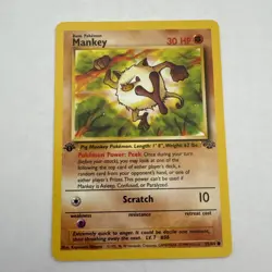 Pokemon TCG Mankey 55/64 Jungle Non Holo 1st Edition LP - Image 1