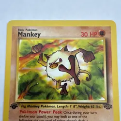 Pokemon TCG Mankey 55/64 Jungle Non Holo 1st Edition LP - Image 2
