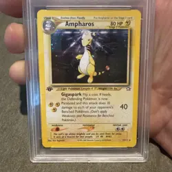2000 Pokemon Neo Genesis-FIRST EDITION #1 AMPHAROS-HOLO PSA 9 Swirl - Image 4