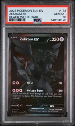 2025 POKEMON BLK EN-BLACK BOLT BLACK WHITE RARE #172 ZEKROM EX PSA 10 - Image 1