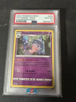 Hatterene 020/073 Reverse Holo Champion's Path Pokemon 2020 PSA 10 G-M FREE/SHIP - Image 2