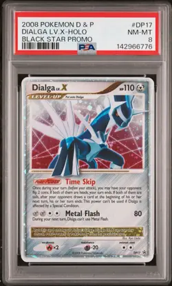 2008 POKEMON DIAMOND & PEARL BLACK STAR PROMO #DP17 DIALGA LV.X-HOLO PSA 8 - Image 1