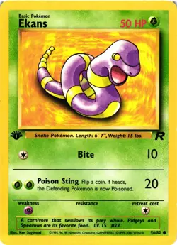 Pokemon TCG Ekans 56/82 1st Edition Team Rocket Common VLP - Image 1