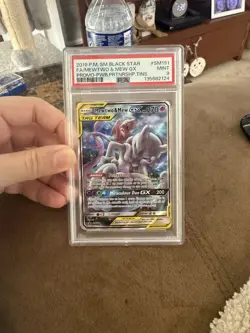 2019 POKEMON SM BLACK STAR PROMO #SM191 FULL ART/MEWTWO & MEW GX PSA 9 - Image 1