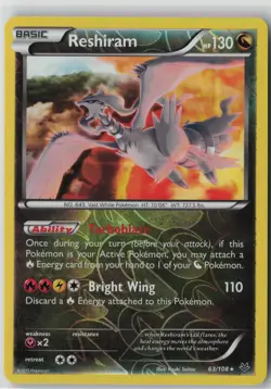 Reshiram 63/108 Pokemon XY - Roaring Skies Reverse Holo Rare NM - Image 1