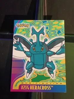 2001 Topps Pokemon Johto Series 1 #214 Heracross (Blue Logo) NM - Image 1