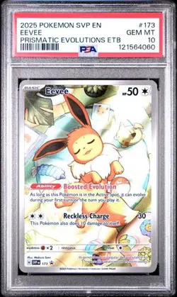 Pokemon TCG Eevee SV Prismatic Evolutions ETB Black Star Promo Card 173 PSA 10 - Image 1