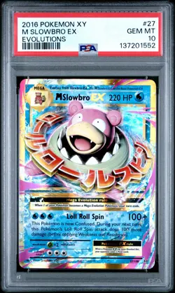 2016 POKEMON XY EVOLUTIONS #27 M SLOWBRO EX PSA 10 - Image 1