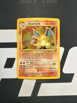 Pokemon TCG Base Set Charizard Holo Card 4/102 HP-Damaged See Photos - Image 1