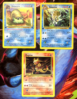 Pokemon TCG Fossil Omanyte Omastar Magmar 1st Edition WOTC LP-NM Cards 1999 - Image 1
