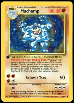 Machamp 8/102 1st Edition Base Set Holo Rare 1999 Pokemon MP - Image 1