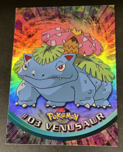 1999 Pokemon Topps TV Animation Series 1 #03 Venusaur Foil Blue Label NRMT - Image 1
