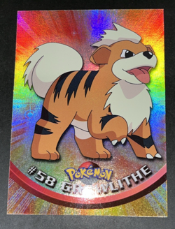 1999 Pokemon Topps TV Animation Series 1 #58 Growlithe Foil Blue Label NRMT - Image 1