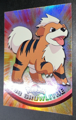 1999 Pokemon Topps TV Animation Series 1 #58 Growlithe Foil Blue Label NRMT - Image 3