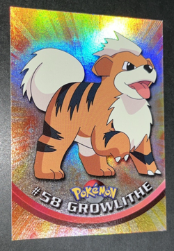 1999 Pokemon Topps TV Animation Series 1 #58 Growlithe Foil Blue Label NRMT - Image 4