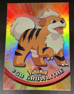 1999 Pokemon Topps TV Animation Series 1 #58 Growlithe Foil Blue Label NRMT - Image 5