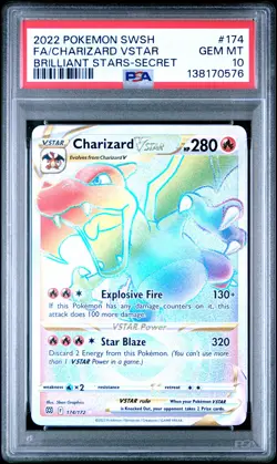 2022 POKEMON SWORD & SHIELD BRILLIANT STARS #174 FULL ART/CHARIZARD VSTAR PSA 10 - Image 1