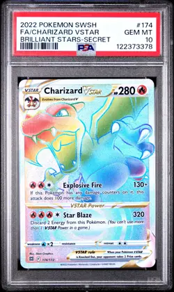 2022 POKEMON SWORD & SHIELD BRILLIANT STARS #174 FULL ART/CHARIZARD VSTAR PSA 10 - Image 1