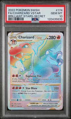 2022 POKEMON SWORD & SHIELD BRILLIANT STARS #174 FULL ART/CHARIZARD VSTAR PSA 10 - Image 1