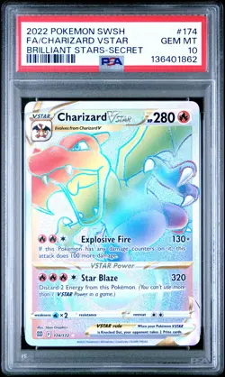 2022 POKEMON SWORD & SHIELD BRILLIANT STARS #174 FULL ART/CHARIZARD VSTAR PSA 10 - Image 1