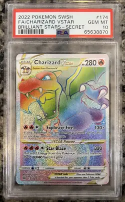 2022 POKEMON SWORD & SHIELD BRILLIANT STARS #174 FULL ART/CHARIZARD VSTAR PSA 10 - Image 1