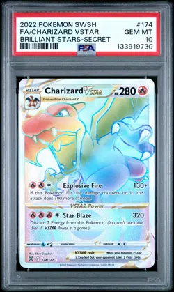 2022 POKEMON SWORD & SHIELD BRILLIANT STARS #174 FULL ART/CHARIZARD VSTAR PSA 10 - Image 1