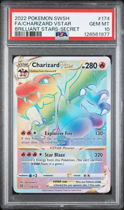 2022 POKEMON SWORD & SHIELD BRILLIANT STARS #174 FULL ART/CHARIZARD VSTAR PSA 10 - Image 1