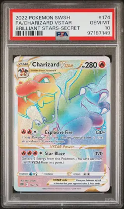 2022 POKEMON SWORD & SHIELD BRILLIANT STARS #174 FULL ART/CHARIZARD VSTAR PSA 10 - Image 1