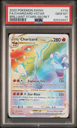 2022 POKEMON SWORD & SHIELD BRILLIANT STARS #174 FULL ART/CHARIZARD VSTAR PSA 10 - Image 1